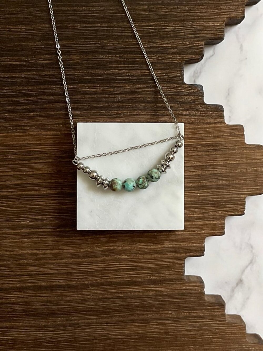 Handmade Sagebrush Prairie Western Pearl Bar Necklace 17 inch